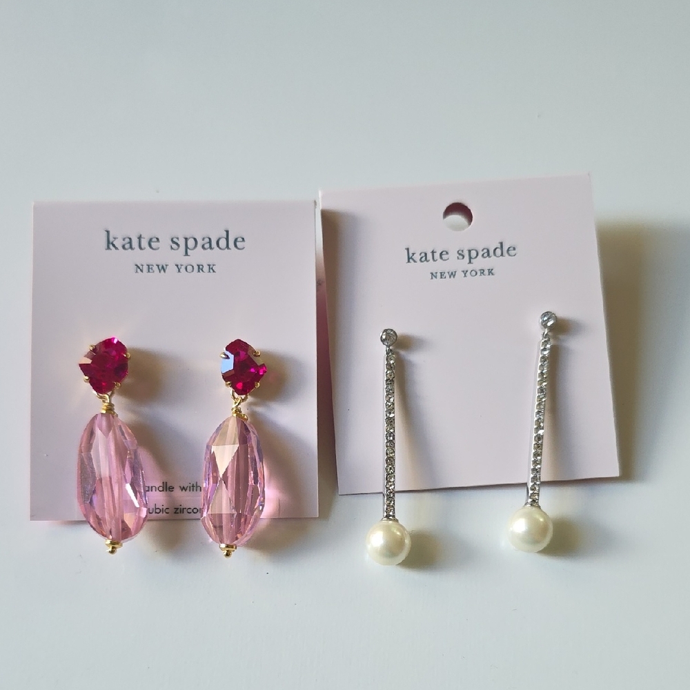 Kate Spade Fuchsia‎ and Pearl Earring Duo
